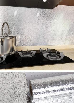 Захисна самоклеюча фольга (60см х 3м) для кухонних поверхонь / алюмінієва вологостійка фольга7 фото