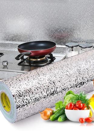 Захисна самоклеюча фольга (60см х 3м) для кухонних поверхонь / алюмінієва вологостійка фольга10 фото
