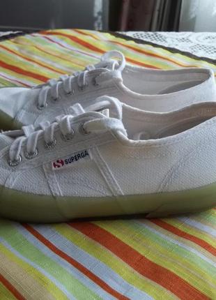 ( 37 р - стелька - 23 см ) superga белые кеды мокасины женские оригинал б / у