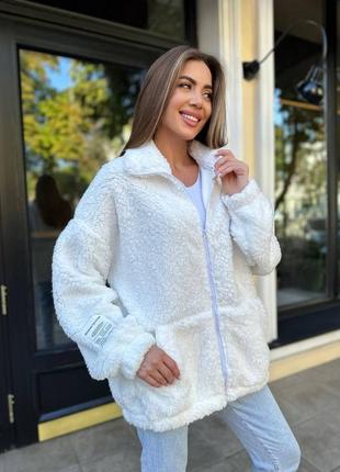 Женская стильная осенняя куртка оверсайз мех барашек oversized тренд сезона бомбер женский свитер олимпийка7 фото
