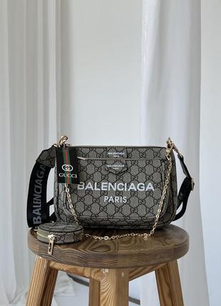 Трендова жіноча сумка в стилі колаборації gucci & balenciaga multi logo4 фото