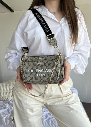 Трендовая женская сумка в стиле коллаборации gucci &amp; balenciaga multi logo2 фото