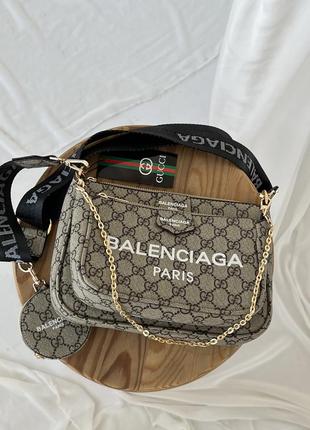 Трендова жіноча сумка в стилі колаборації gucci & balenciaga multi logo5 фото