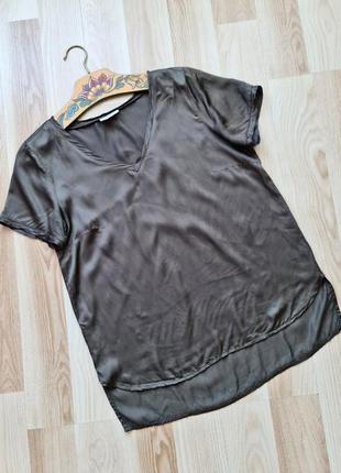 Базовая шелковая футболка шелковая блузка с коротким рукавом футболка серая блузка