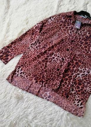 Легка літня сорочка крепдешин принт лео леопард з боків розрізи  лёгкая летняя рубашка крепдешин при8 фото