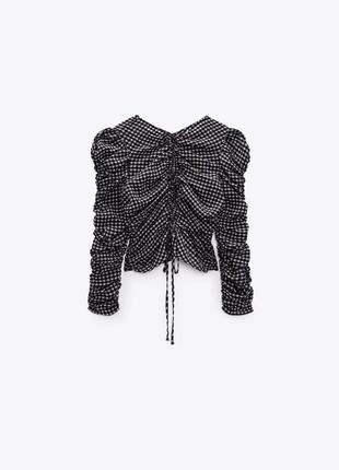 Трендовая хлопковая блуза топ с зияжками от zara
