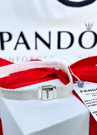 Серебряный браслет пандора 597712 рефлекс рефлекшн с плоской застежкой и логотипом...