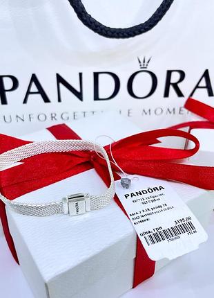 Серебряный браслет пандора 597712 рефлекс рефлекшн с плоской застежкой и логотипом...