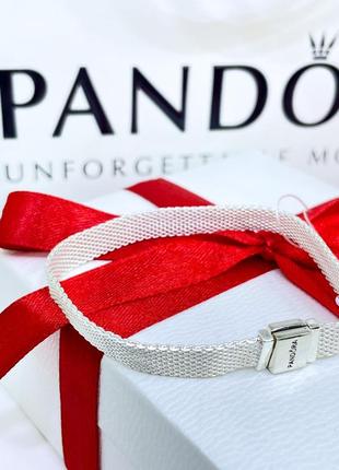 Серебряный браслет пандора 597712 рефлекс рефлекшн с плоской застежкой и логотипом...