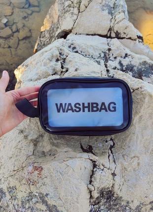 Водонепроницаемая прозрачная косметичка washbag, органайзер для косметики, черная