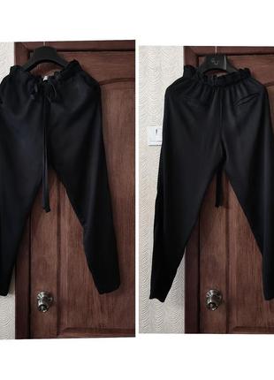 Черные брюки mango с поясом бантом женские летние брюки вискоза3 фото