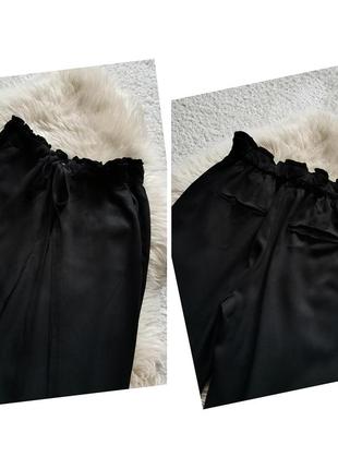 Черные брюки mango с поясом бантом женские летние брюки вискоза5 фото