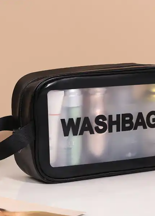 Водонепроницаемая прозрачная косметичка washbag, органайзер для косметики, черная