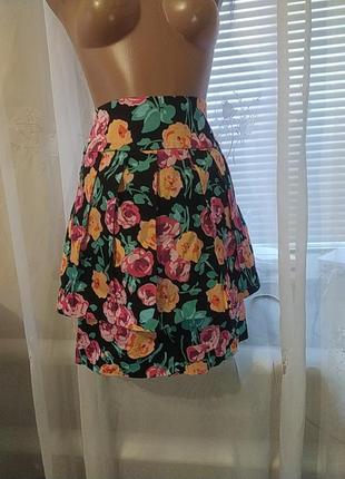 Двойная юбка в цветочный принт1 фото