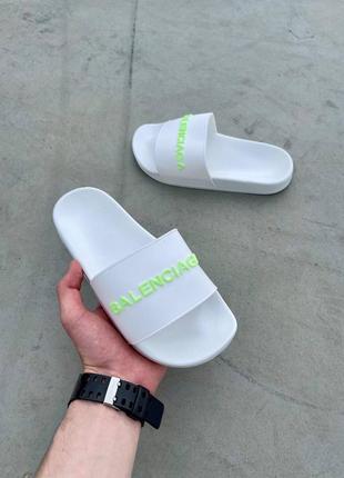Женские белые шлепанцы в стиле balenciaga white тапочки брендовые шлепки