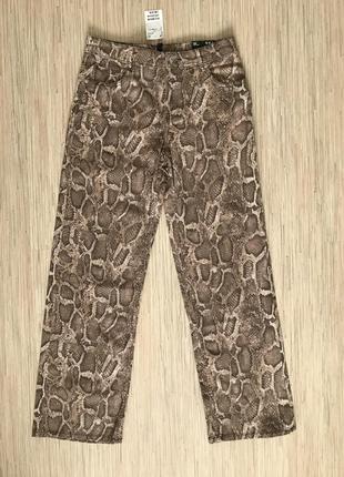 Новые (с этикеткой) стильные широкие джинсы в змеиный принт от h&m, размеры 34, 36, 38