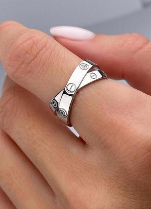 Срібне кольцо 925 проби вставка куб.цирконії , покриття родій, подвійне картьє