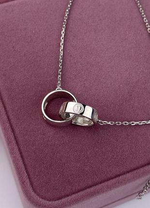 🇺🇦 кольє срібло 925° покриття родій , підвіска картьє подвійна 1008.40р.