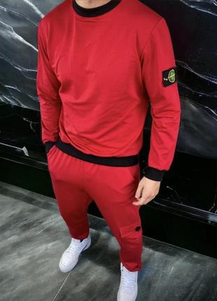 Красный мужской спортивный костюм.свитшот+штаны.5-649