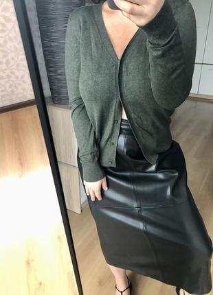 Темно-зелений, болотний, кардиган, кофта, на ґудзиках