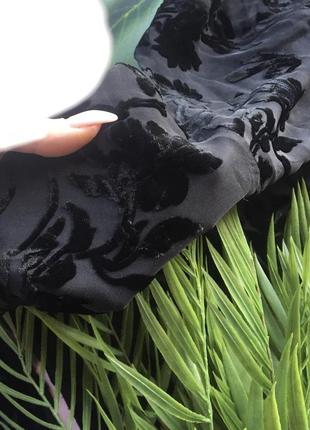 🌑чёрное платье миди/платье с цветами в тон/чёрное платье цветами под замш велюр🌑7 фото