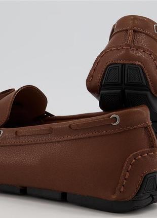 Стильні брендові чоловічі шкіряні лофери рудого горіхового кольору, мокасіни, туфлі6 фото