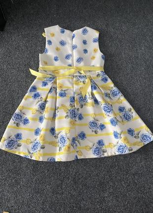 Платье на девочку 6 лет в желто голубом цвете4 фото