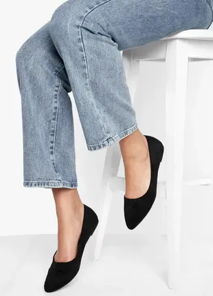 Черные замшевые туфли лодочки плоская подошва