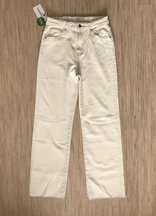 Новые (с этикеткой) стильные широкие белые джинсы с высокой посадкой от clockhouse, размер  447 фото