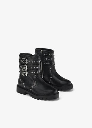 Кожаные байкерские ботинки zara размер 28