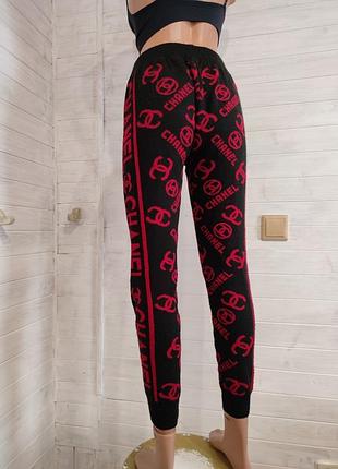Теплые штаны с лого chanel с шерстью l-2xl6 фото