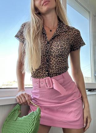 Леопардовая блуза сетка2 фото
