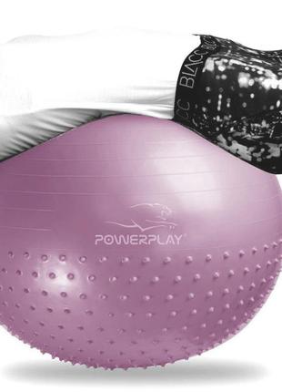 М'яч для фітнесу (фітбол) напівмасажний powerplay 4003 ø65 cm gymball  ліловий + помпа4 фото