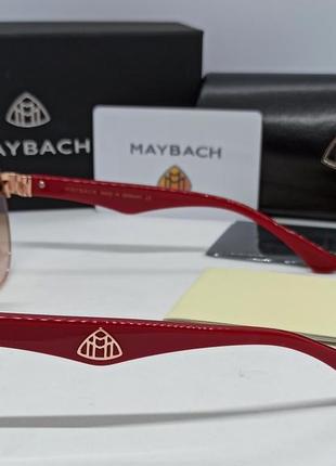 Maybach очки капли мужские солнцезащитные коричневый градиент в золотом металле дужки бордо5 фото