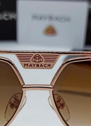 Maybach очки капли мужские солнцезащитные коричневый градиент в золотом металле дужки бордо3 фото