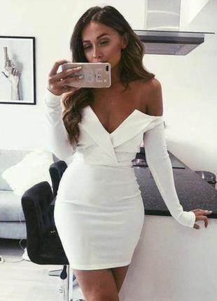 Плаття біле шикарне біле плаття по фігурі l сексі одяг