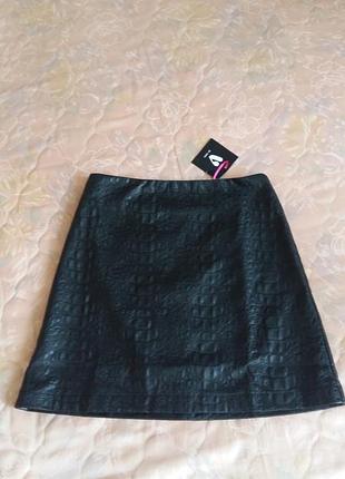 Акція 1+1= 3 🎁 фактурна спідниця під шкіру, трапеція, 10 р.