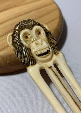 Шпилька з кістки, аксесуар, шпилька для волосся "мавпа", шпилька з кістки "мавпочка"5 фото