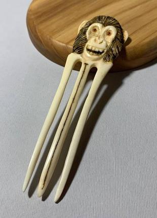 Шпилька з кістки, аксесуар, шпилька для волосся "мавпа", шпилька з кістки "мавпочка"7 фото