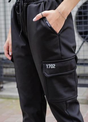 Утеплені штани карго without reflective softshell black woman3 фото