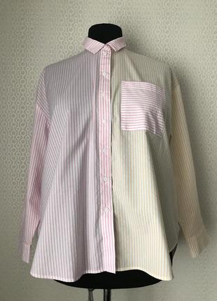 Новая (с этикеткой) комбинированная рубашка оверсайз от clockhouse, размер 44, укр 50-52-54-56