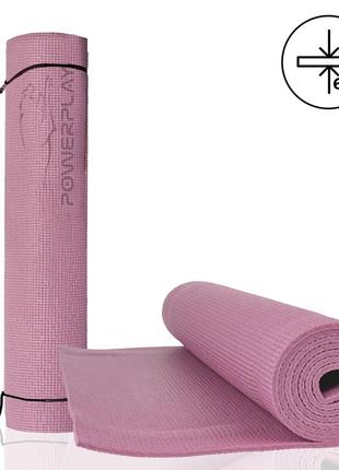 Килимок для йоги та фітнесу powerplay 4010 pvc yoga mat лавандовий (173x61x0.6)6 фото