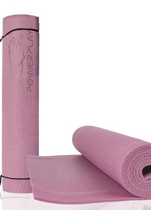 Килимок для йоги та фітнесу powerplay 4010 pvc yoga mat лавандовий (173x61x0.6)7 фото