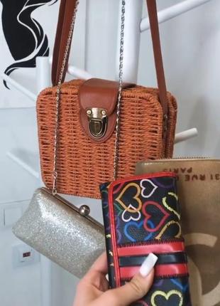 Клатч сумка плетенная сумки маленькая женская сумочка редикюль косметичка