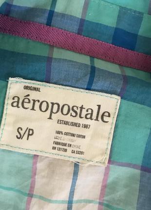 Блакитна рубашка в клітинку aeropostale аквамарин4 фото