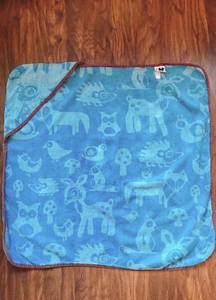 Рушник махровый тёплый детский с уголком для головки, 78 на 80 см (0-9мес)