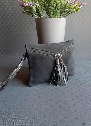 Замшевий сірий красивий клатч фірми cnгмр2 фото