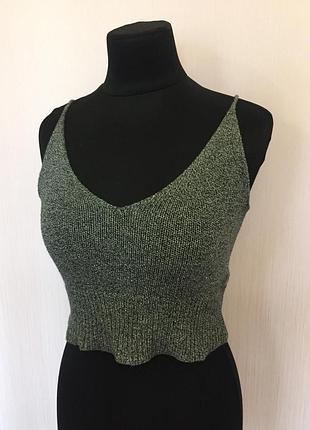 Топ / кроп топ, трикотажний, в'язаний, бавовна, італія, укороченый топ майка