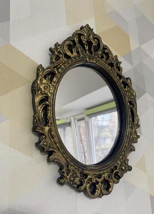 Зеркало золотистое старинное винтажное для фотосессий на подарок настенное