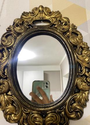 Зеркало золотистое старинное винтажное для фотосессий на подарок настенное
